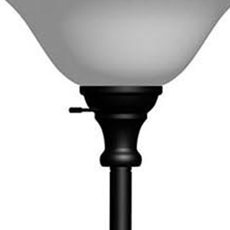 HomeRoots 71" Black Torchiere Floor Lamp With Black Glass Dome Shade image number 3