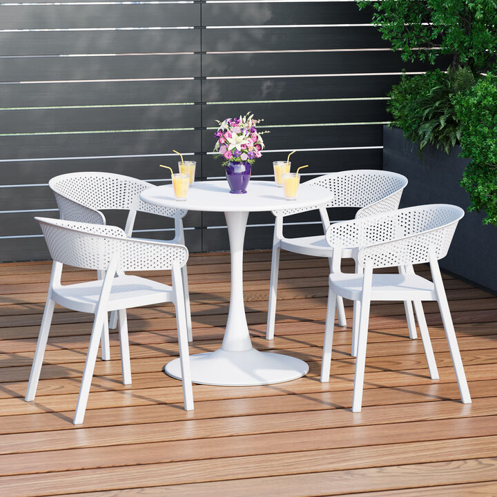 WestinTrends 5-Piece Indoor Outdoor Metal Patio Dining Table Set With Stackable Patio Chairs