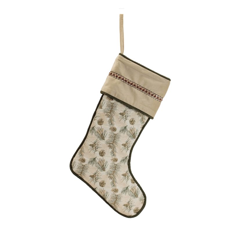 Rustic Pine and Pinecone Holiday Stocking – Classic Nature-Inspired Christmas Mantel Décor