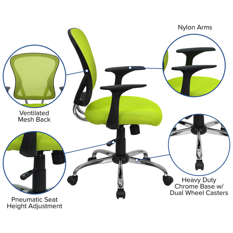 Alfred Mid-Back Dark Gray Mesh Swivel Task Office Chair with Chrome Base and Arms image number 4