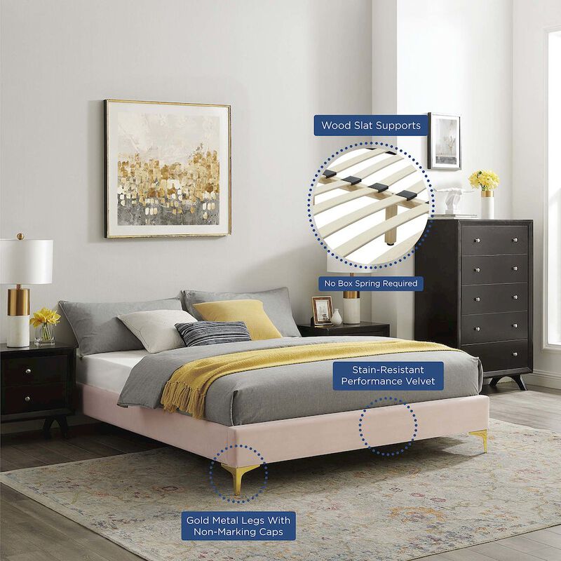 Sutton Performance Velvet Queen Bed Frame image number 6