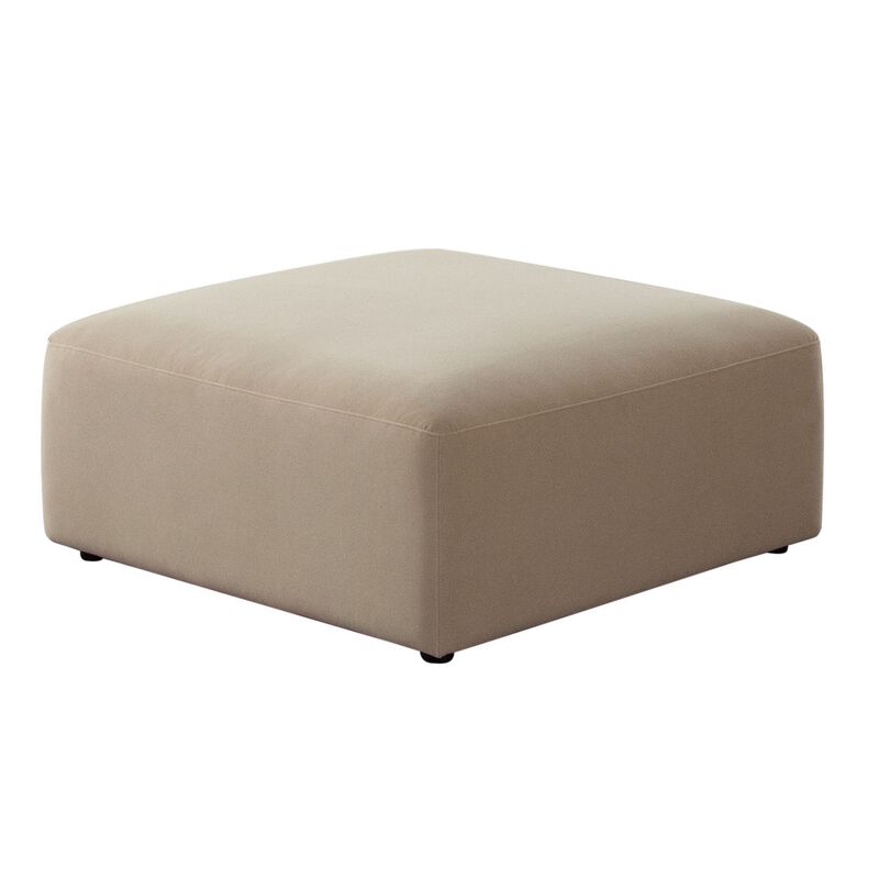 Zey Modular Ottoman, 37 Inch Square, Light Camel Brown Velvet