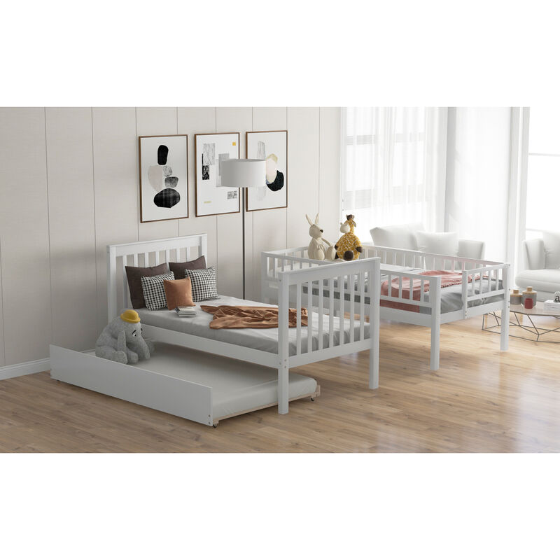 Twin Over Twin Bunk Bed With Trundle And Storage