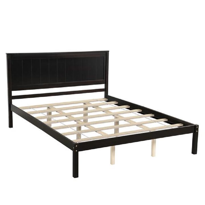 Wood Platform Bed Frame with Headboard, Durable Slat Support