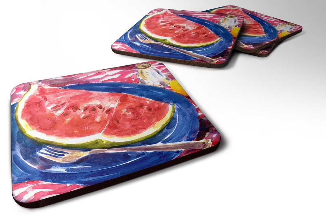 Caroline's Treasures 6028FC Watermelon Foam Coasters (Set of 4), 3.5 H x 3.5 W, Multicolor