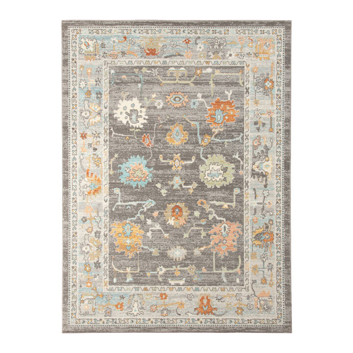 HomeRoots Floral Stain Resistant Indoor Outdoor Area Rug