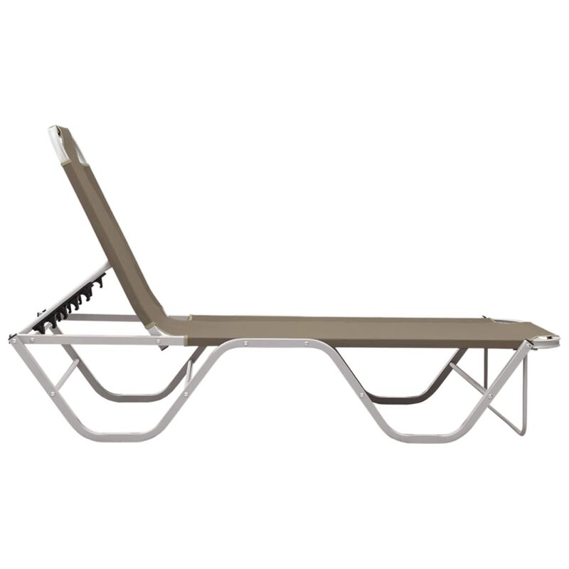 vidaXL Outdoor Sun Lounger - Aluminum and Textilene Construction, Adjustable Reclining Positions, Taupe and Silver, Ideal for Beach Camping and Garden Leisure, Assembly Required