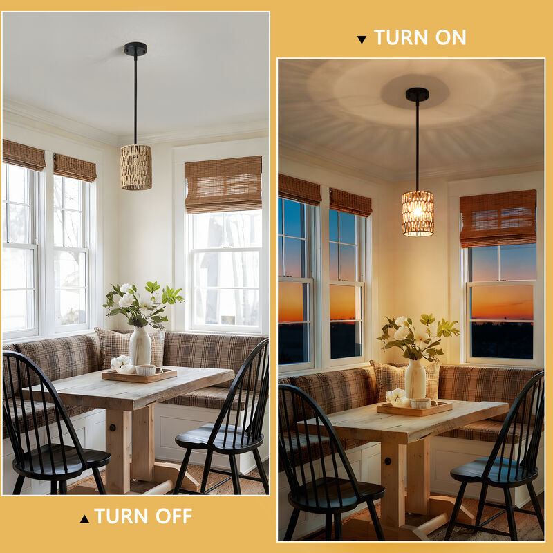 15" Modern Boho Rattan Mini Pendant Light image number 5