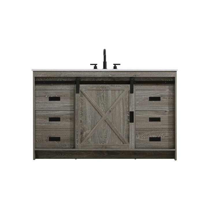 Elegant Kitchen and Bath Austin 54 Inch Single Bathroom Vanity In Rustic Grey