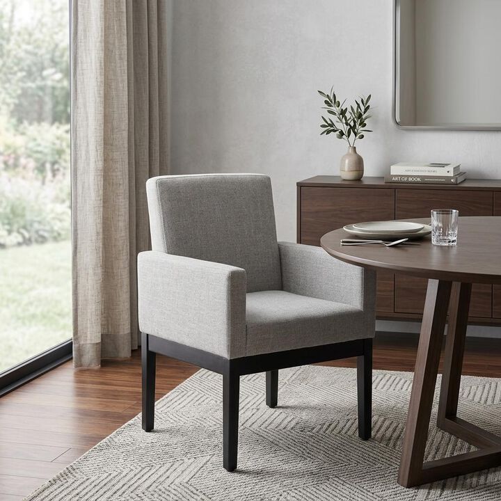 HomeRoots Gray and Black Upholstered Dining Arm Chair