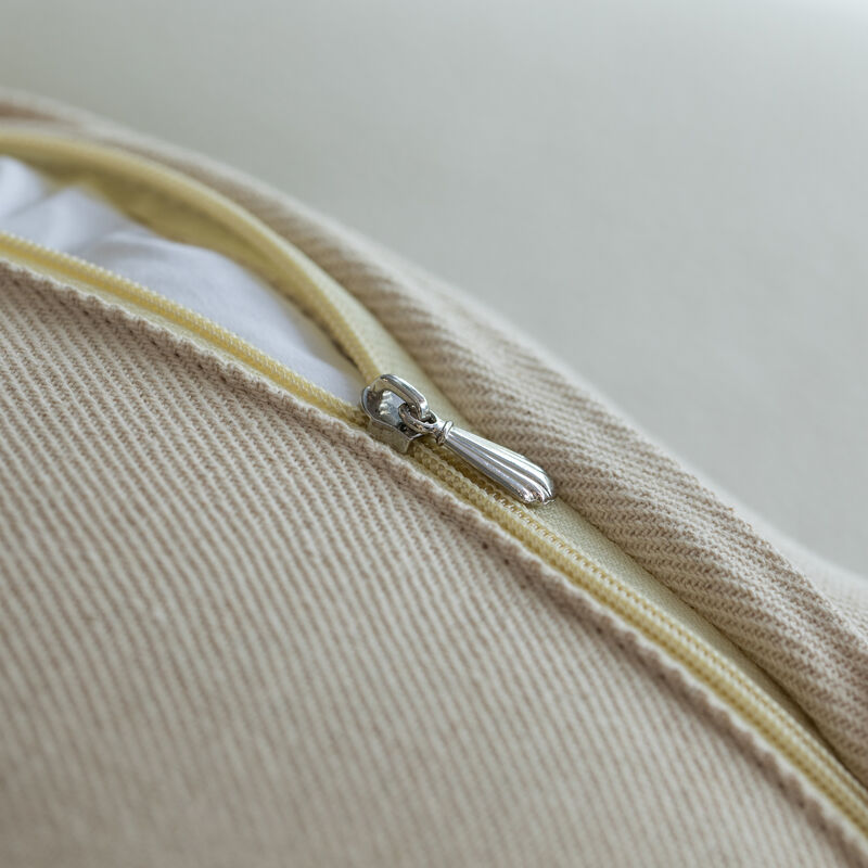 16" Handwoven Cotton Throw Pillow Cover with Boho Design and Fringed Lines with Filler, Natural