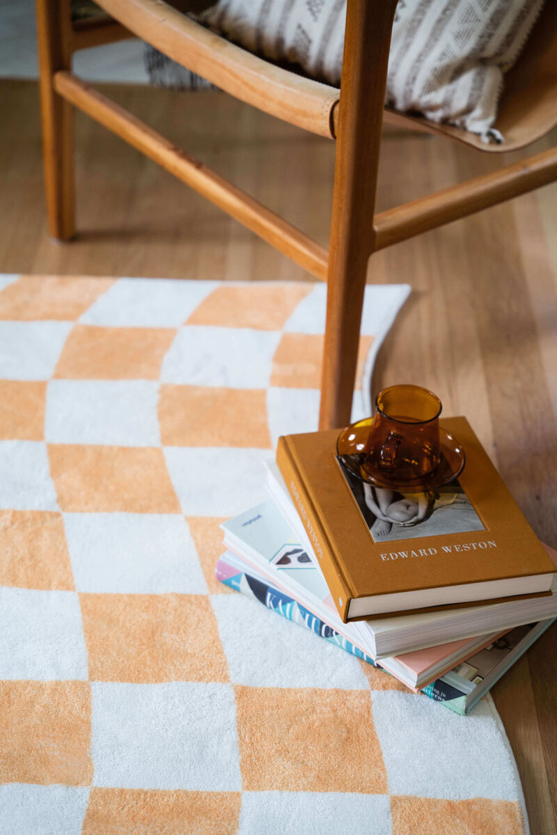 Lany Space Area Rug, Washable Non-Slip Rug, Yellow Wavy Checkered Rug for Living Room image number 6