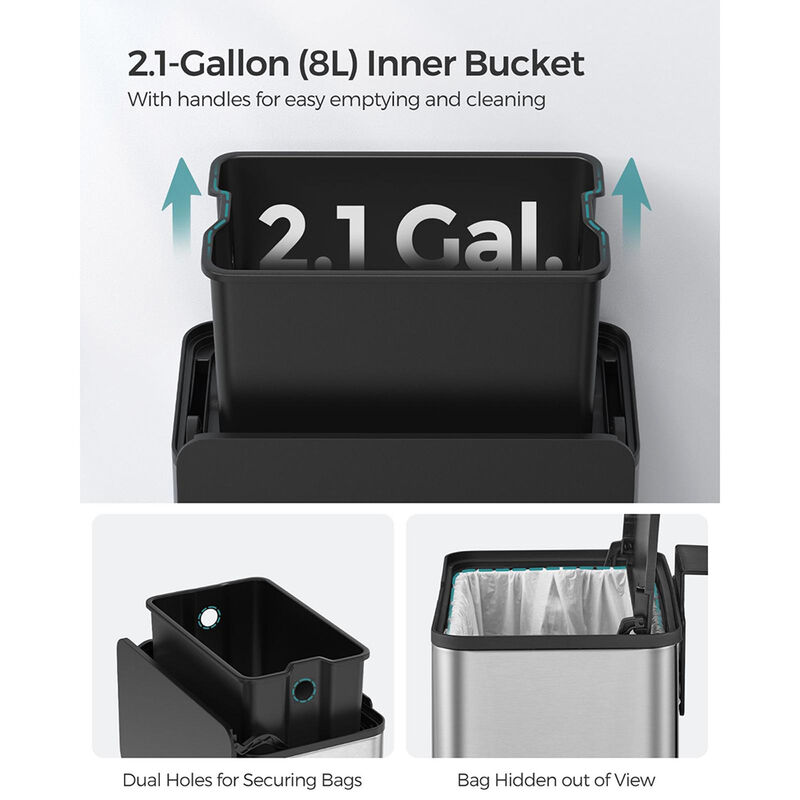 2.1-Gallon Hanging Trash Can with Lid