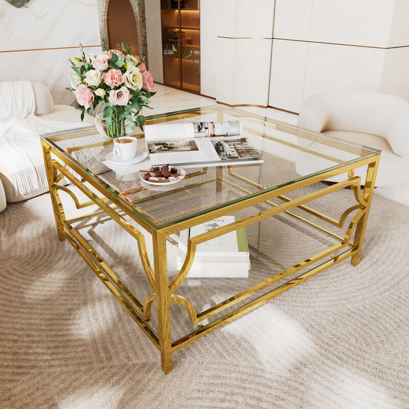 Lofnip Square Glass Coffee Table image number 5