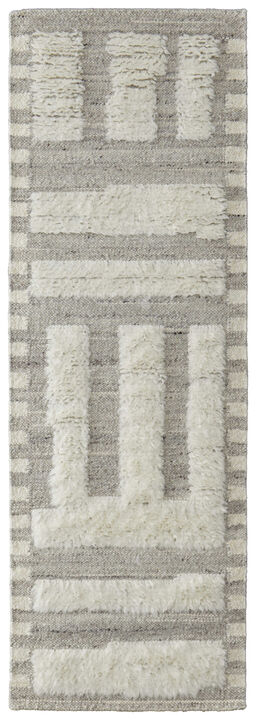 HomeRoots Wool Geometric Hand Woven Runner Rug