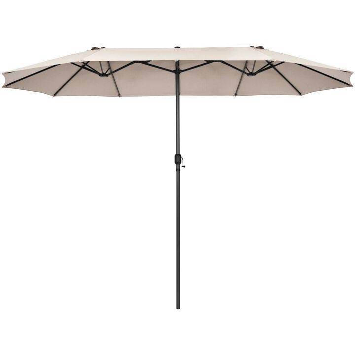 Mondawe 15 Feet Patio Double-Sided Umbrella with Hand-Crank System