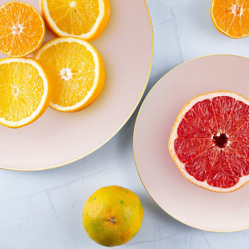 7.5" Pink with Gold Rim Organic Round Plastic Salad Plates (120 Plates) image number 8