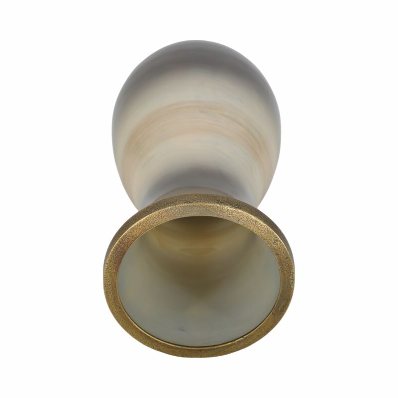 Glass 18" Vase With Metal Rim image number 4