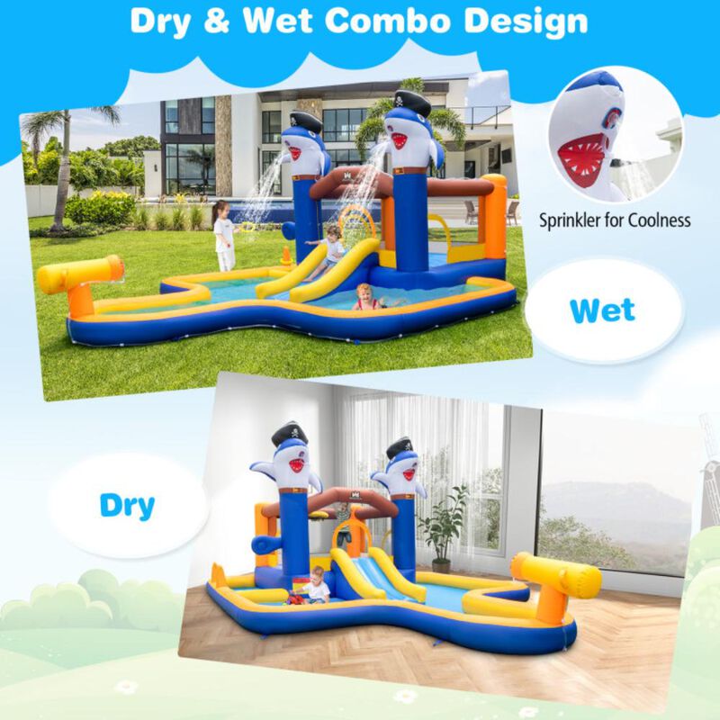 Hivvago 7-In-1 Water Slide Park with Splash Pool and Water Cannon without Blower