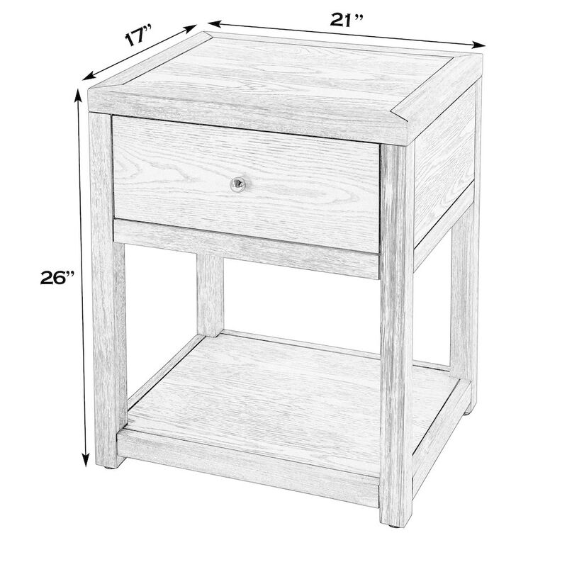 Butler Specialty 21 in. W Rectangular Wood 1 Drawer Small Nightstand with Lower Open Shelf