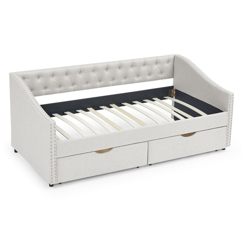 Nadcun Linen Upholstered 2 Storage Drawers Daybed image number 8