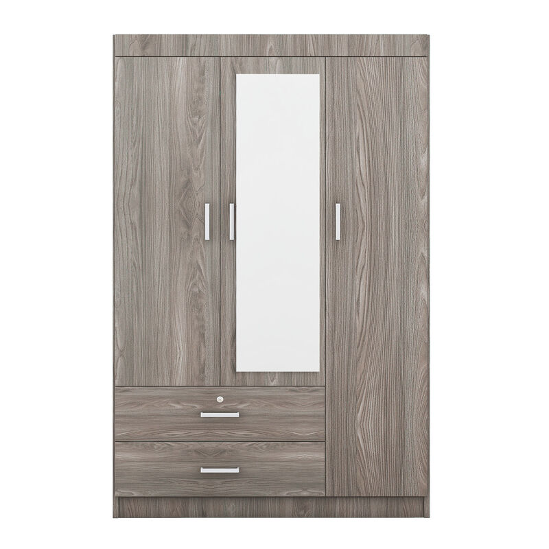 Merax 3-Door Mirror Wardrobe with Shelves