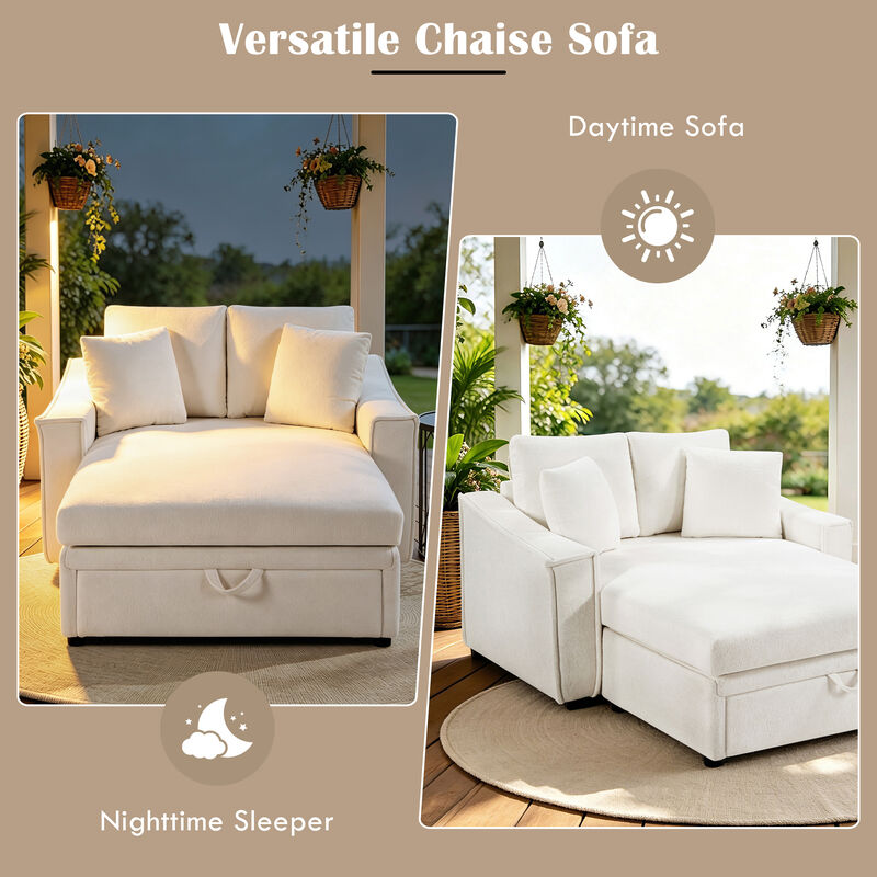 Merax Velvet Oversized Chaise Sofa with Curved Stitched Armrest image number 4