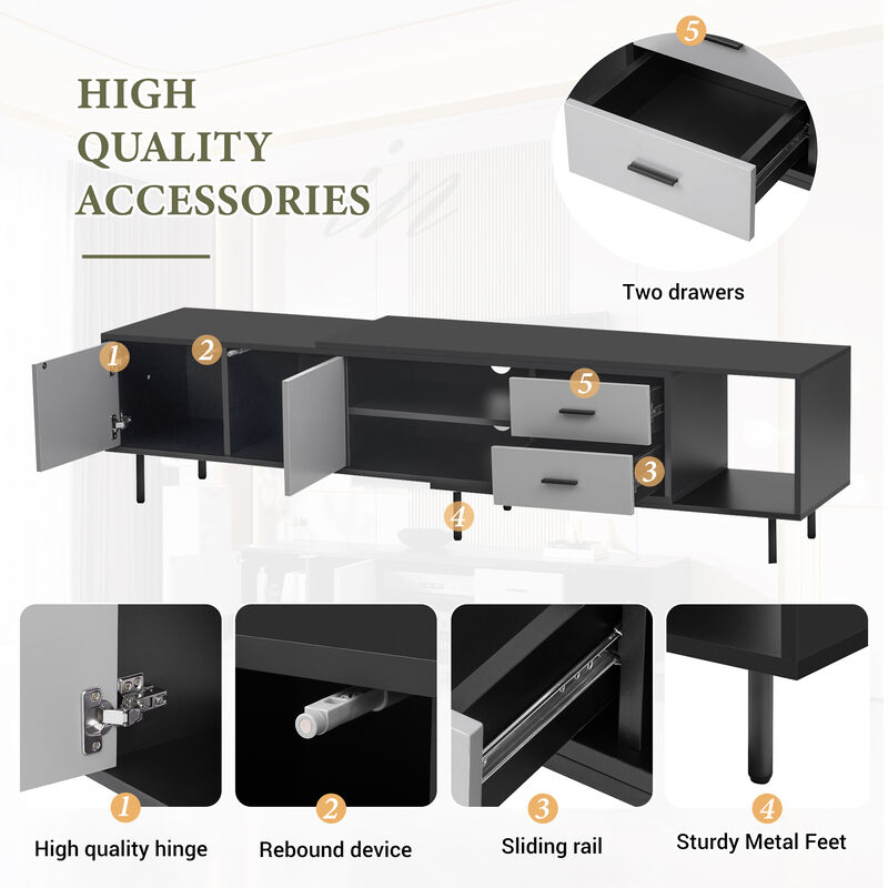 Merax Modern TV Stand for 80'' TV with 2 Doors