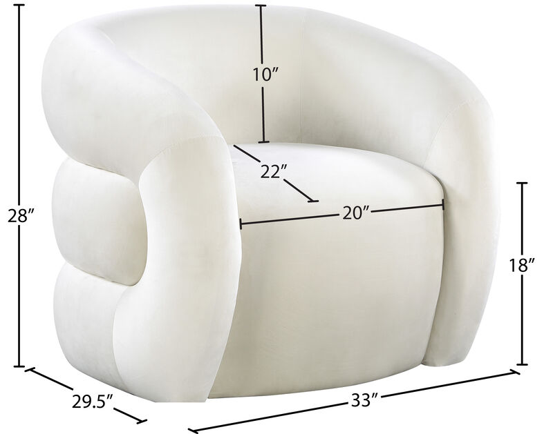 Meridian Furniture Roxbury Cream Velvet Accent Chair image number 6