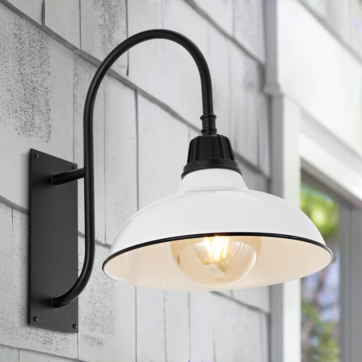 Stanley 12.25" 1-Light Farmhouse Industrial Indoor/Outdoor Iron LED Gooseneck Arm Outdoor Sconce