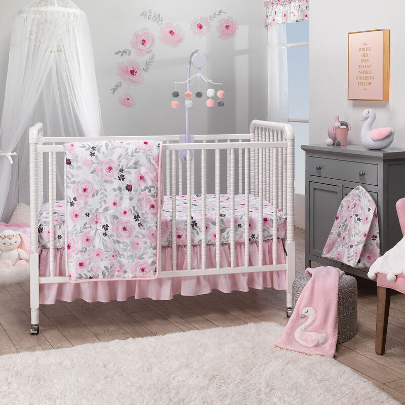 Bedtime Originals Blossom Pink/White Swan Coral Fleece Baby Blanket