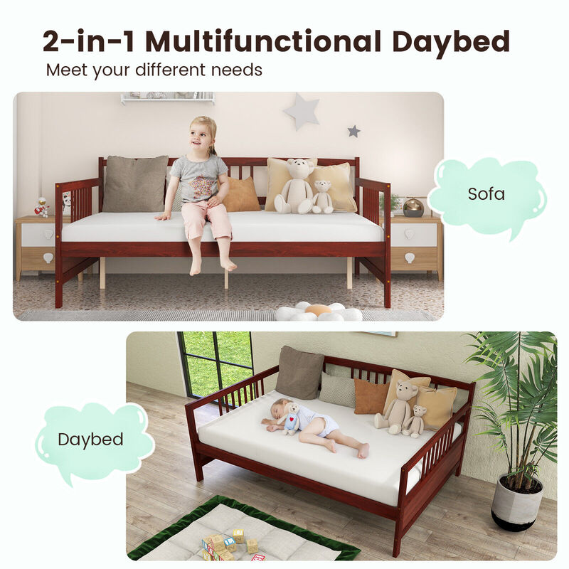Wooden Daybed Frame with Guardrails and Under-Bed Storage image number 2