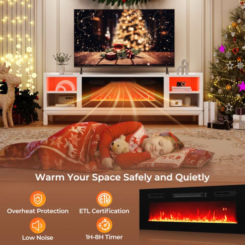 Hivvago 36 Inches Electric Fireplace Heater Recessed with LED Strip Lights and Remote Control