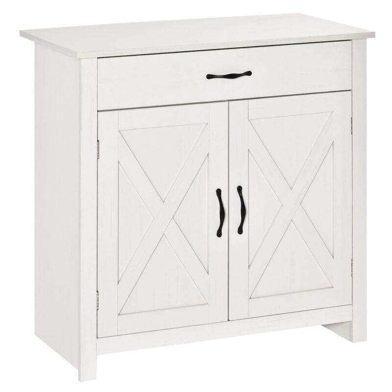 White Wash Kitchen Storage: 32" Farmhouse Sideboard with Drawer