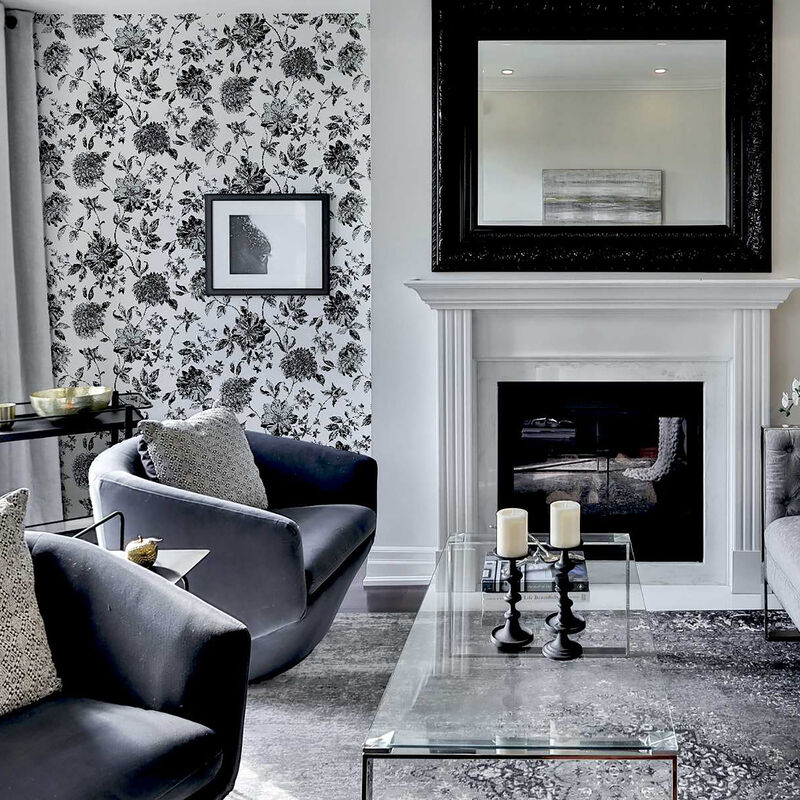 Della Black Floral Trail Wallpaper image number 1