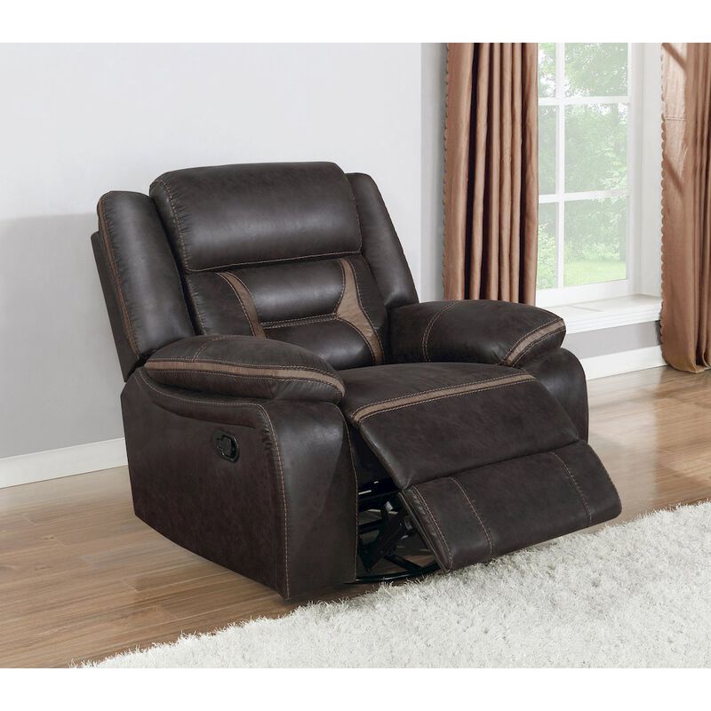 Coaster Co. of America Greer Upholstered Swivel Glider Recliner Chair Brown