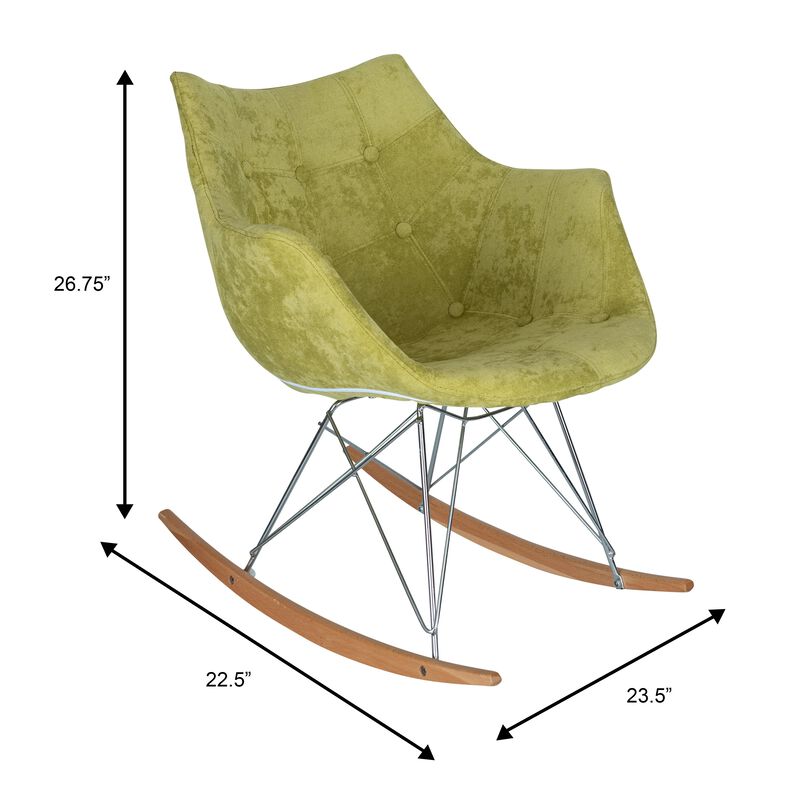LeisureMod Willow Nursery Rocking Chair in Twill Fabric Upholstery - Eiffel Ash Wood Base, Plus Comfort, Perfect for Nurseries