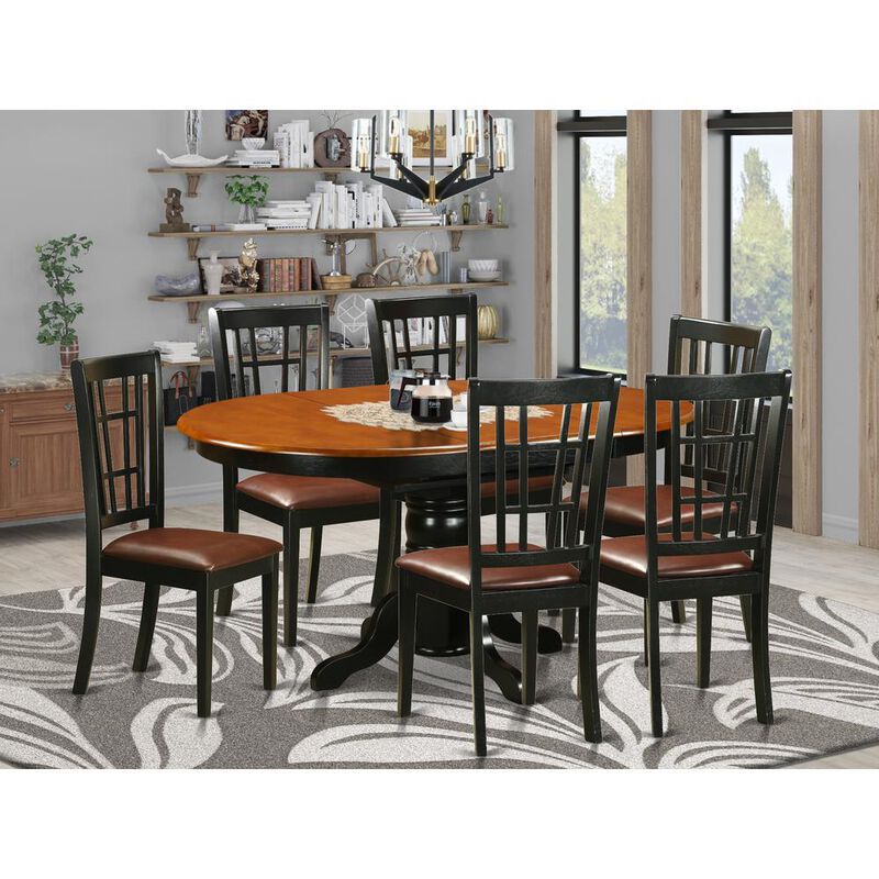 7 PC Dining room set-Dining Table and 6 Wooden Kitchen Chairs
