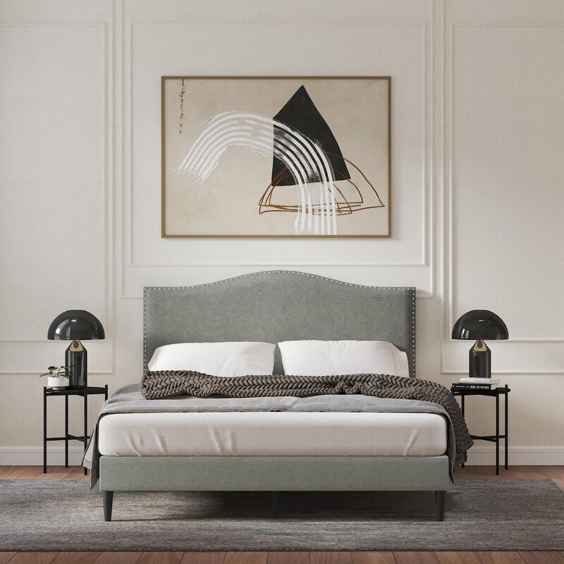 Rize Home Leighford Queen Platform Bed Stone (Light) image number 4