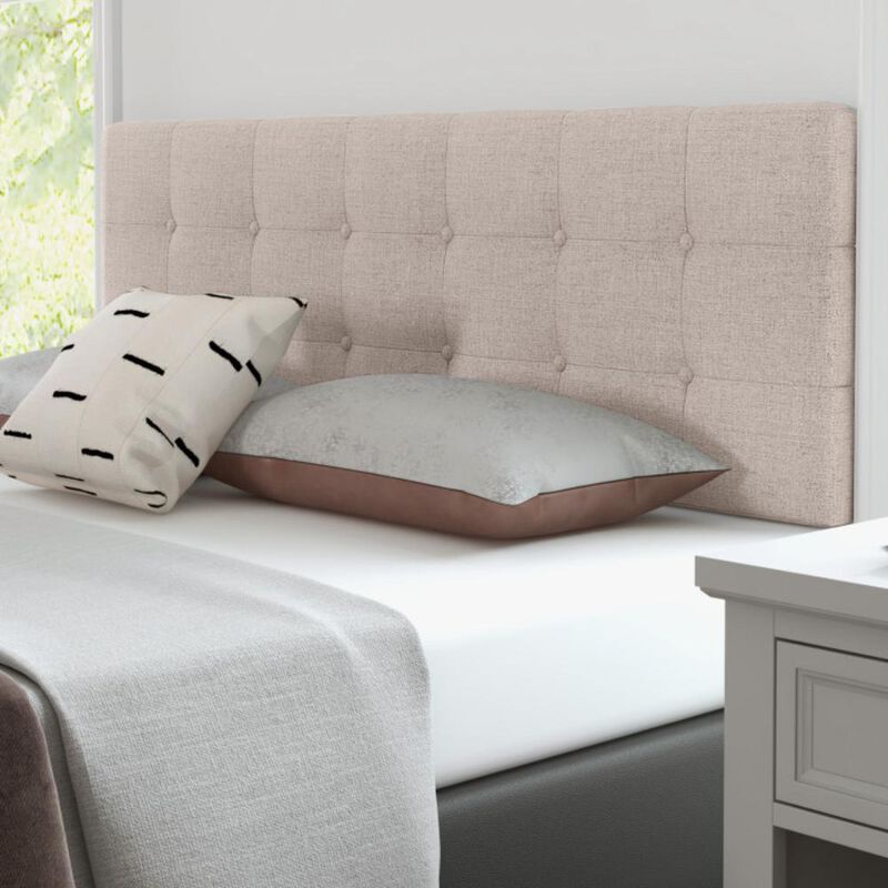 Hivvago Linen Upholstered Headboard with Solid Rubber Wood Legs