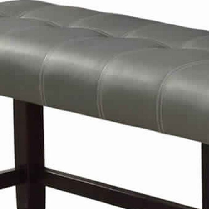 Tufted High Bench With Tapered Legs Silver and Brown-Benzara