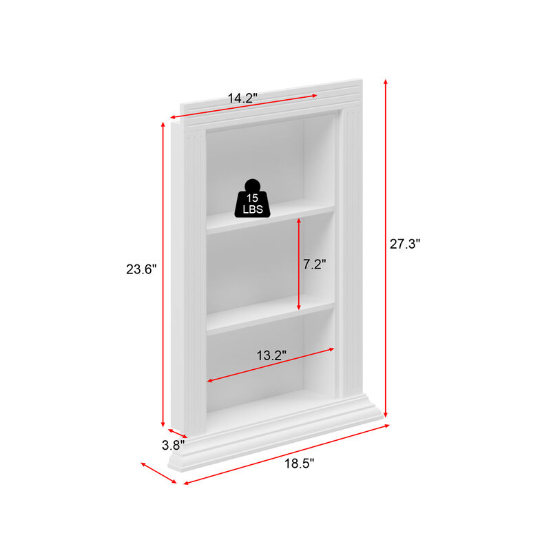 FUFU&GAGA Recessed Bathroom Wall Cabinet with three Shelves, (18.5" W x 3.8" D x 27.3" H),White