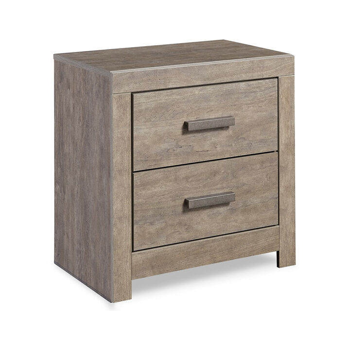 Kulv Nightstand, 2 Storage Drawers, 24 Inch Modern Taupe Gray Laminate