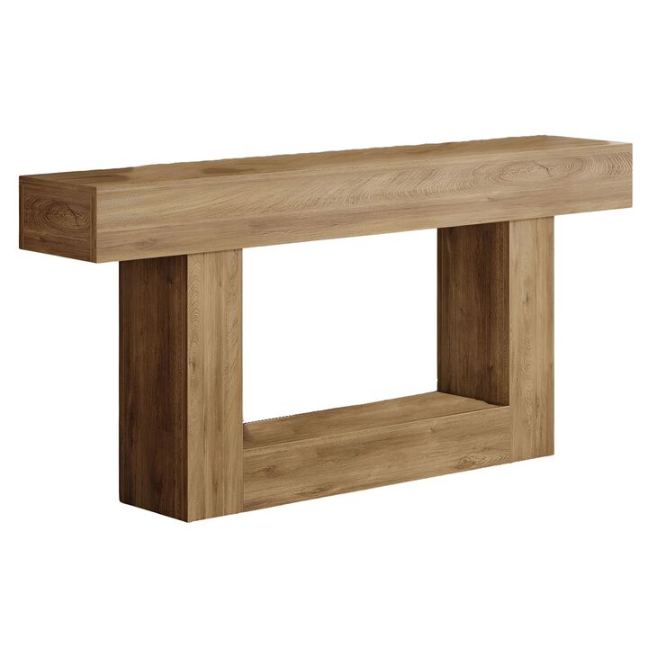 Farmhouse 63-Inch Wooden Console Table with 2-Tier Shelf for Entryway
