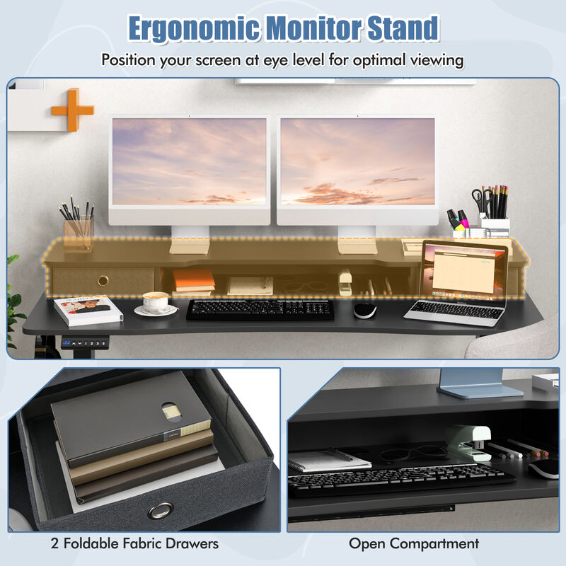 Modern Electric Standing Desk with 2 Storage Drawers &ndash; Adjustable Sit Stand Workstation