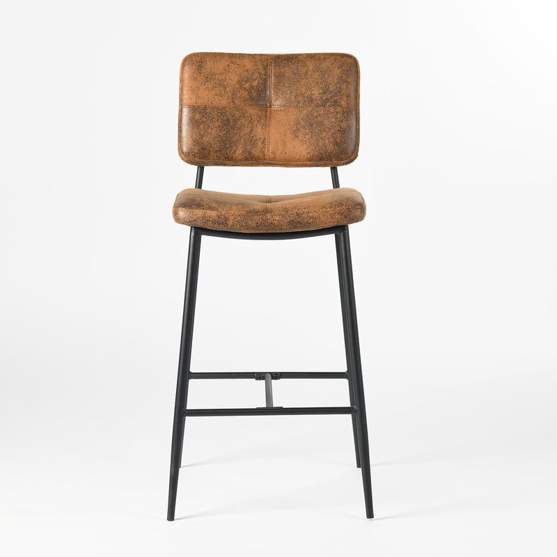 HomeRoots Set of Two 27" Brown And Black Faux Leather And Steel Low Back Counter Height Bar Chairs image number 0