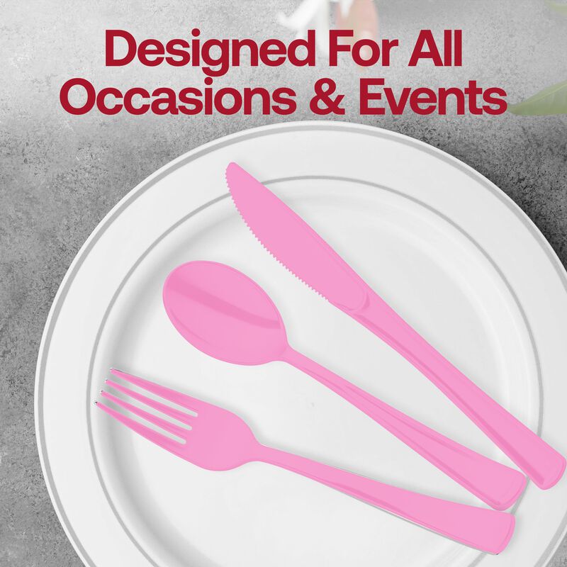 Pink Plastic Party Cutlery Set (144 Sets) image number 5