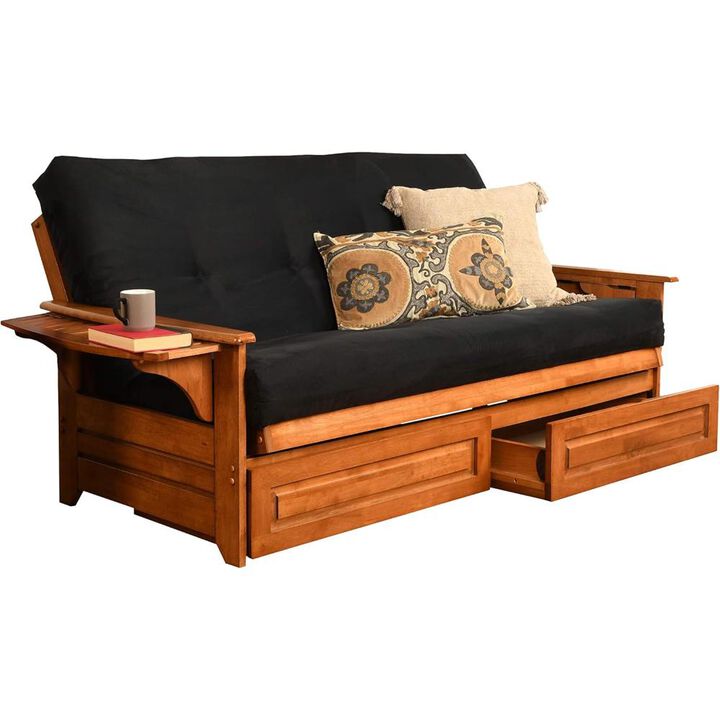 Phoenix Frame-Barbados Finish-Suede Black Mattress-Storage Drawers