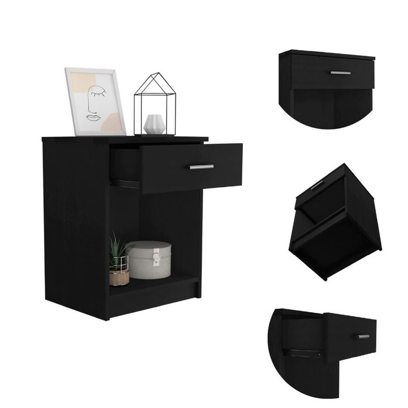 Homezia Modern and Eco Black Bed and Bath Nightstand