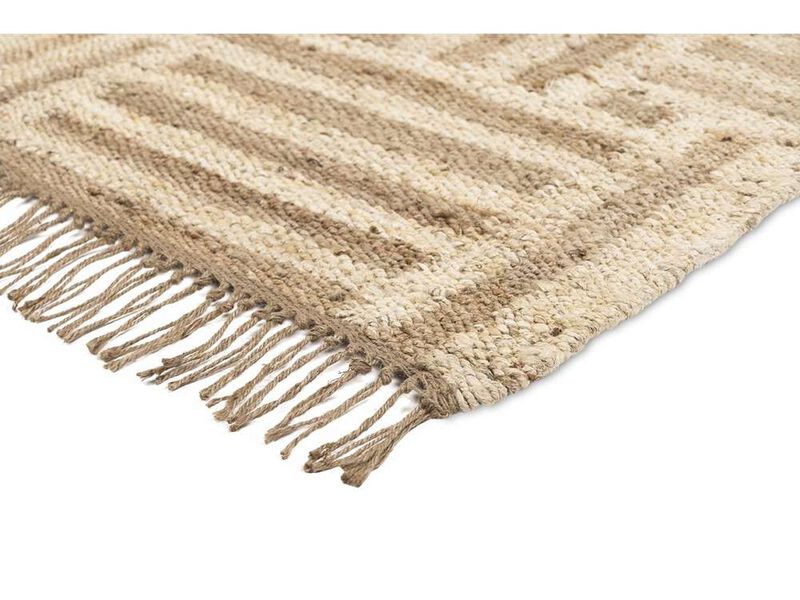 Abbie Natural and Bleached Striped Geometric Jute Runner Rug image number 3